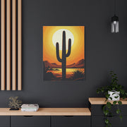 Retro Desert Sunset Cactus Silhouette Wall Art & Canvas Prints