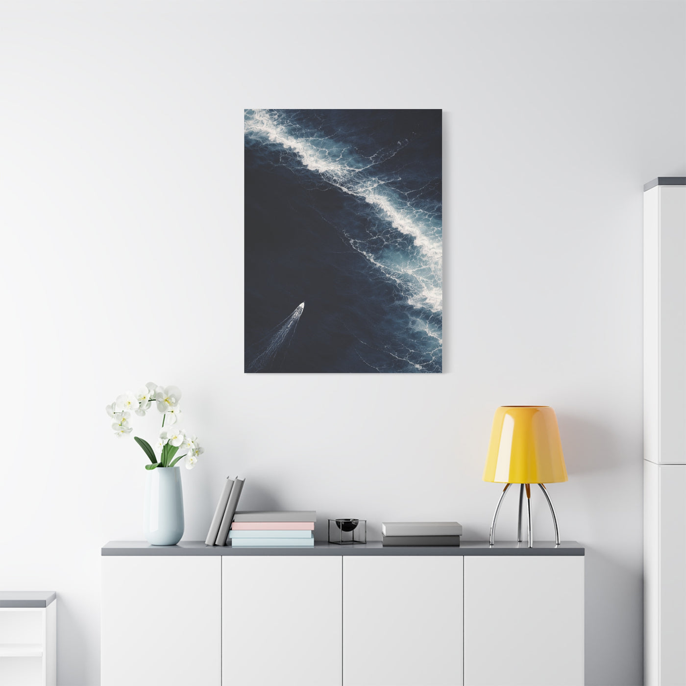 Aerial Navy Ocean Wave Perspective Wall Art & Canvas Print