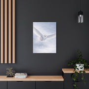 Snowy Owl Winter Flight Minimal Wall Art & Canvas Print