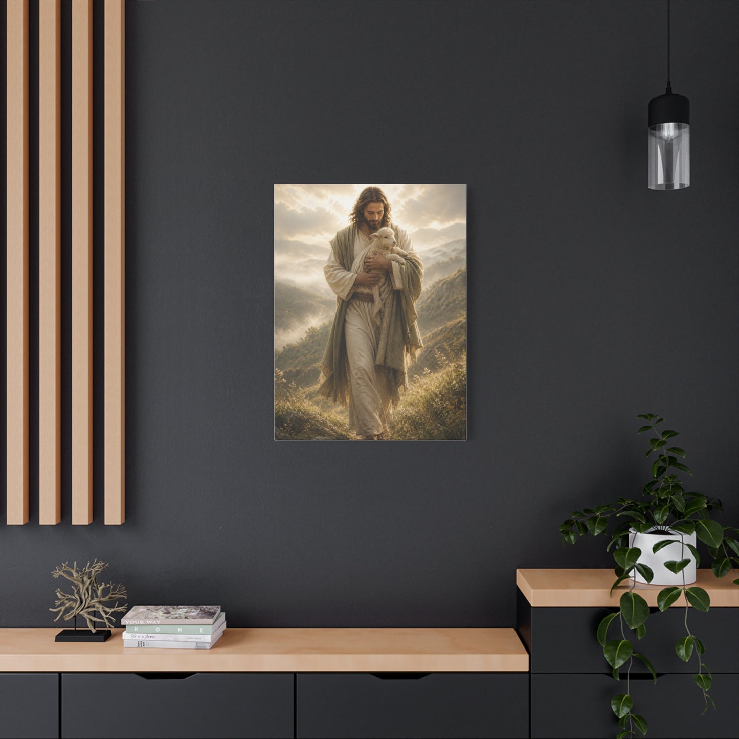 Jesus Carrying the Lamb at Dawn Wall Art & Canvas Print