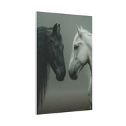 Dual Horse Contrast Portrait Wall Art & Canvas Print