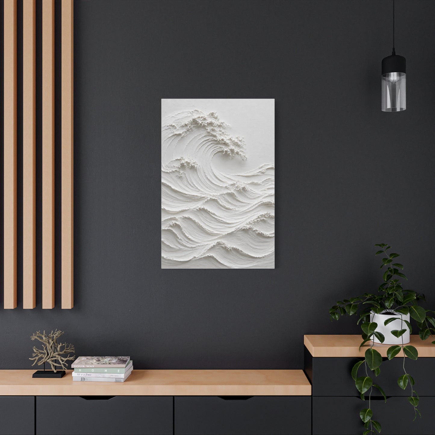 Minimal White Sculptural Wave Texture Wall Art & Canvas Print