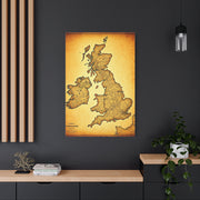 World Map on Aged Scroll Background Wall Art & Canvas Prints .