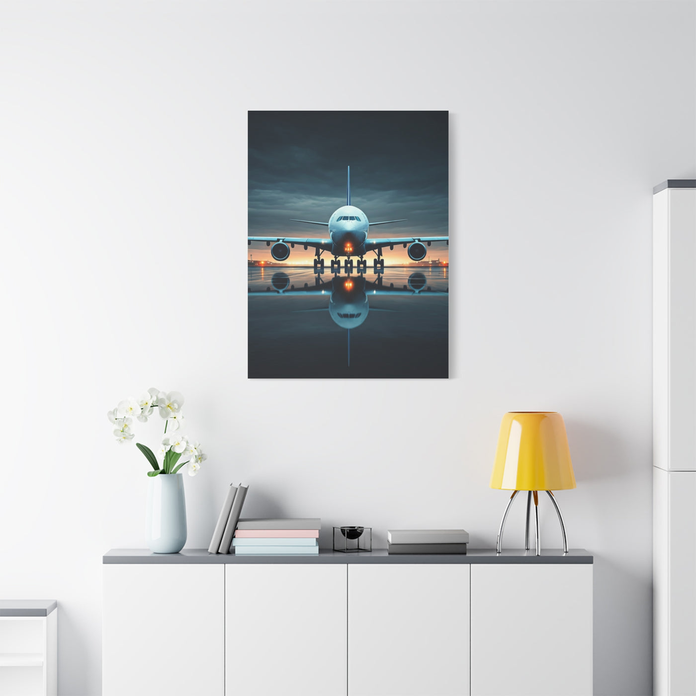 Runway Jet Reflection Wall Art & Canvas Prints
