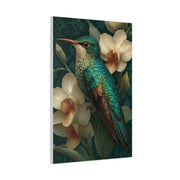 Emerald Hummingbird Botanical Portrait Wall Art & Canvas Print