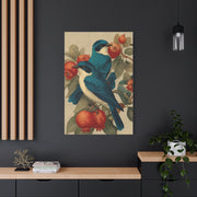 Blue Folk Birds Pomegranate Wall Art & Canvas Print