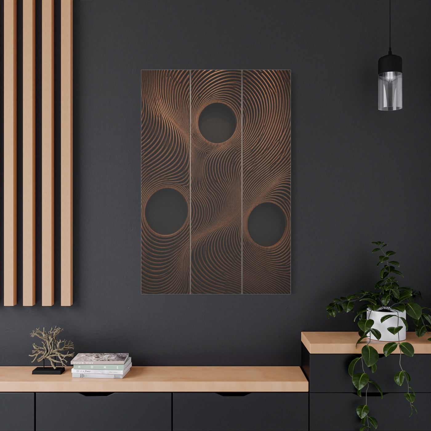 Architectural Wood Wave Panel Geometry Wall Art & Canvas Print