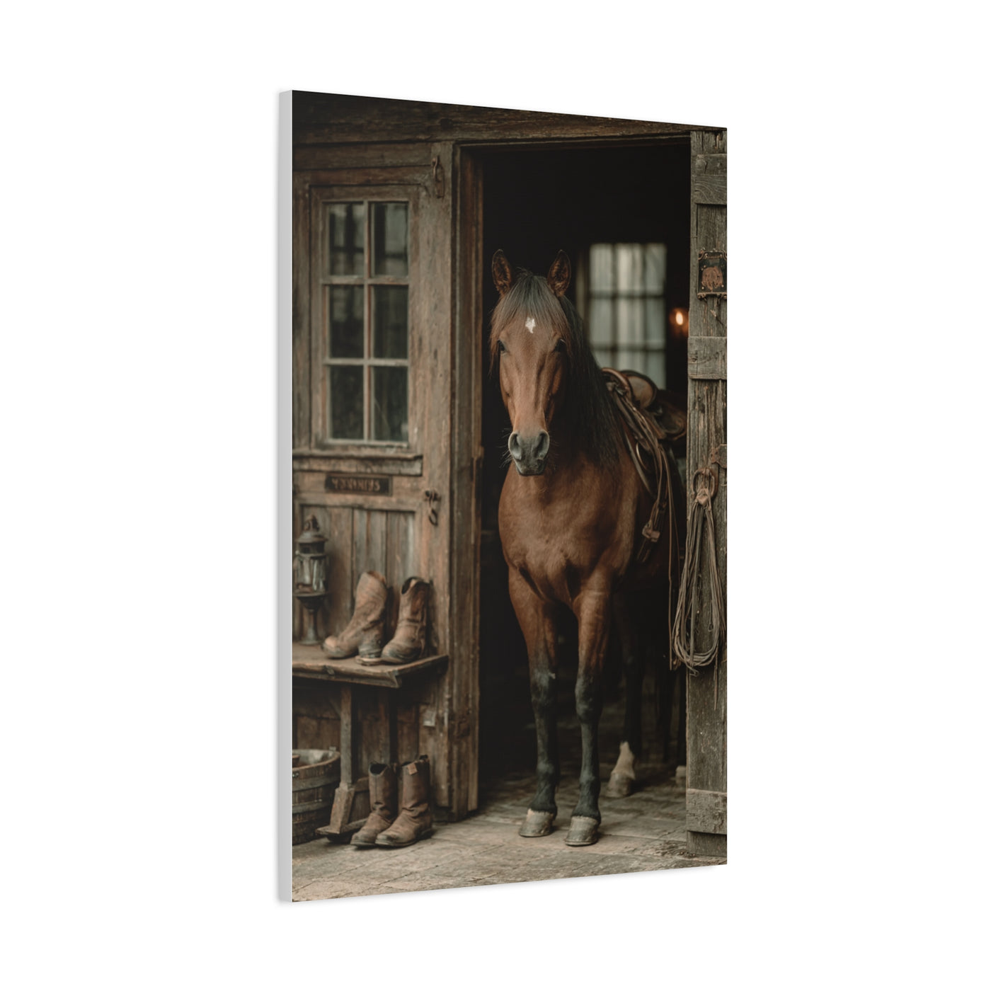 Rustic Stable Horse Portrait Wall Art & Canvas Print