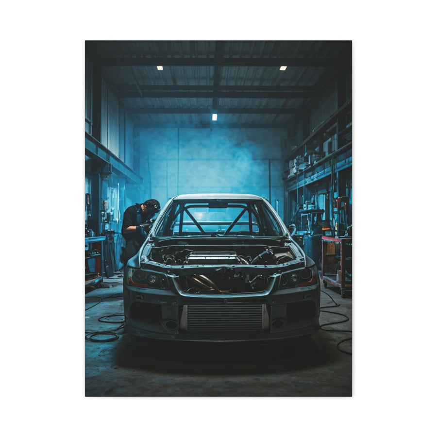 Mitsubishi Lancer Evolution Custom Fabrication Garage Wall Art & Canvas Prints