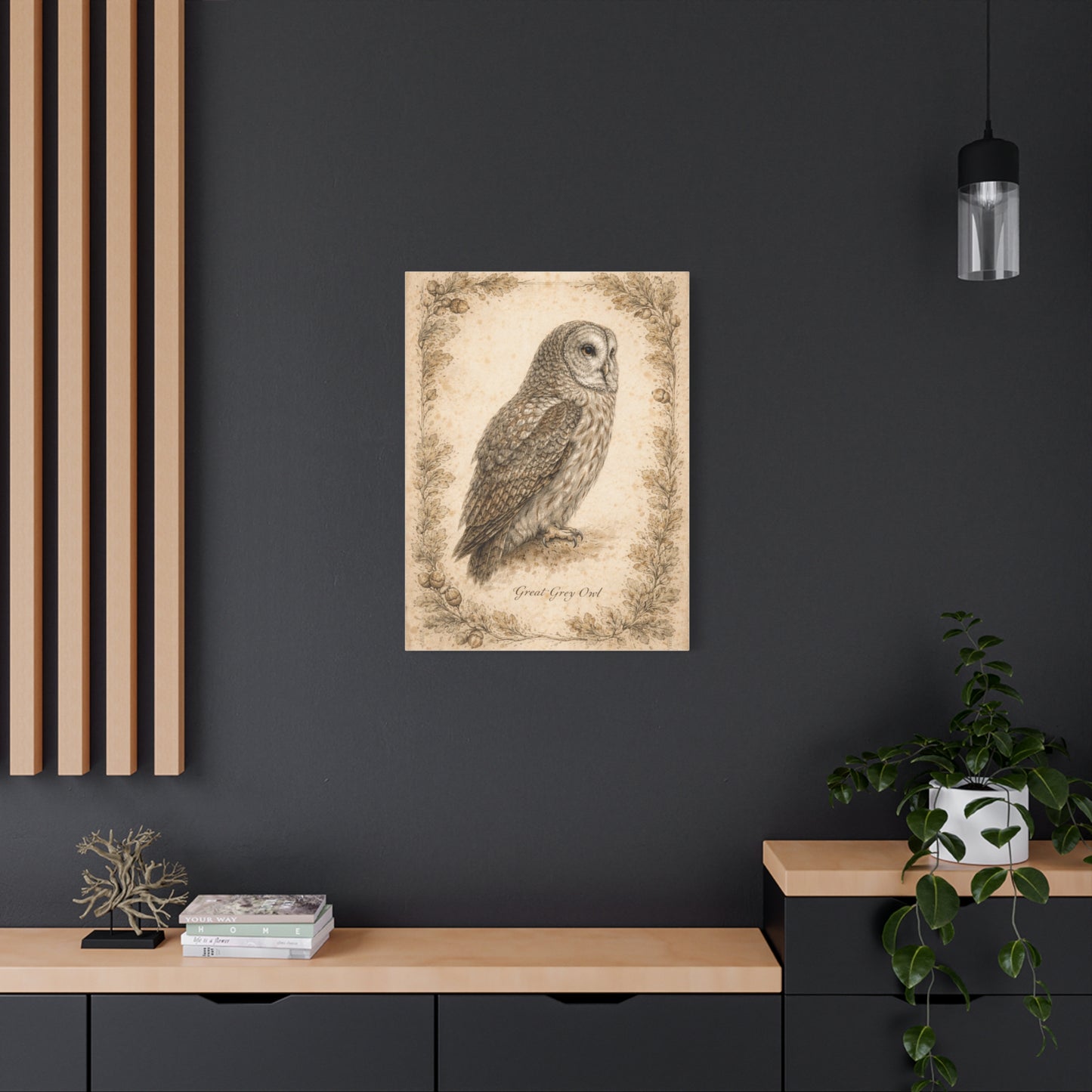 Antique Natural History Owl Study Wall Art & Canvas Print