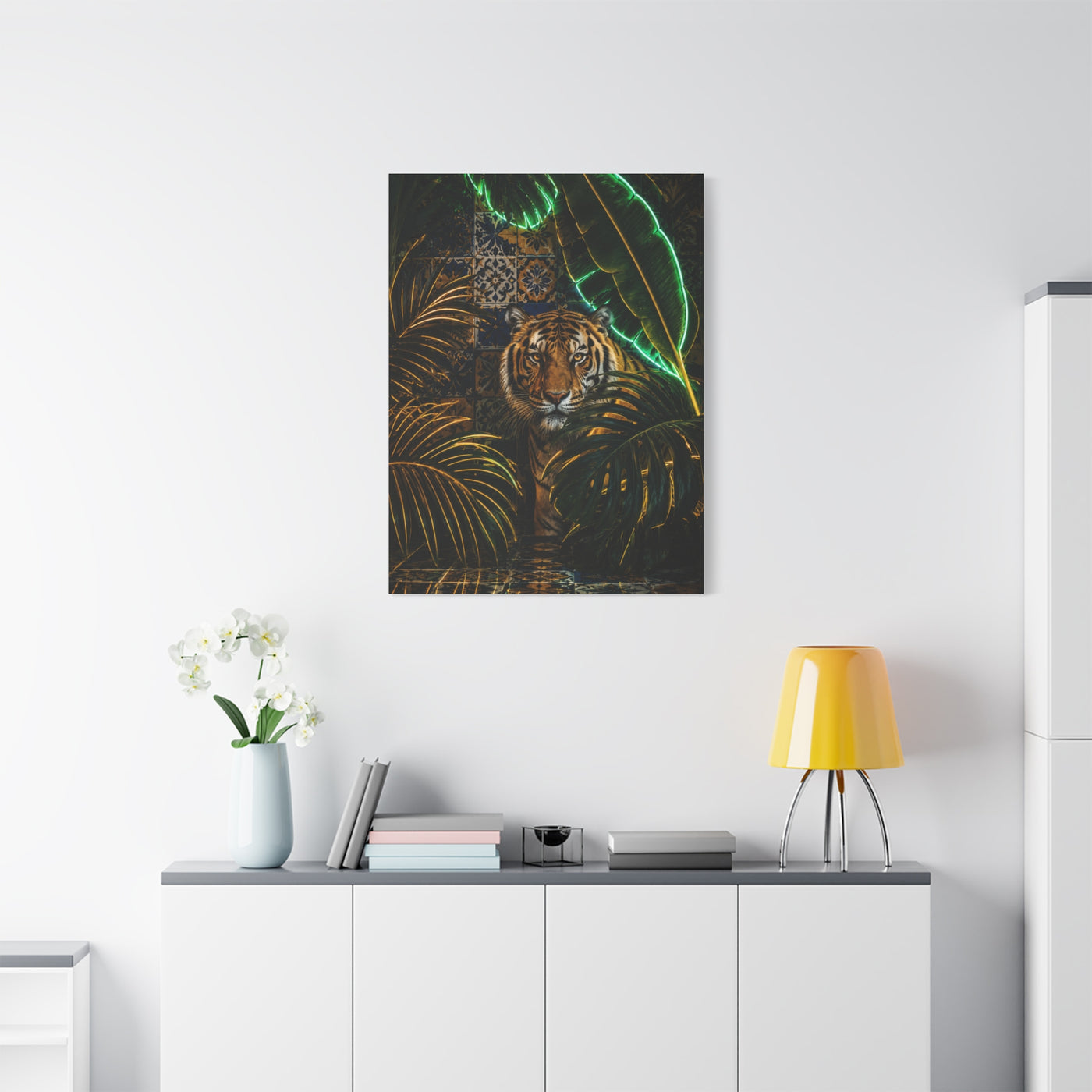 Neon Jungle Tiger Luxe Statement Tropical Wall Art & Canvas Print