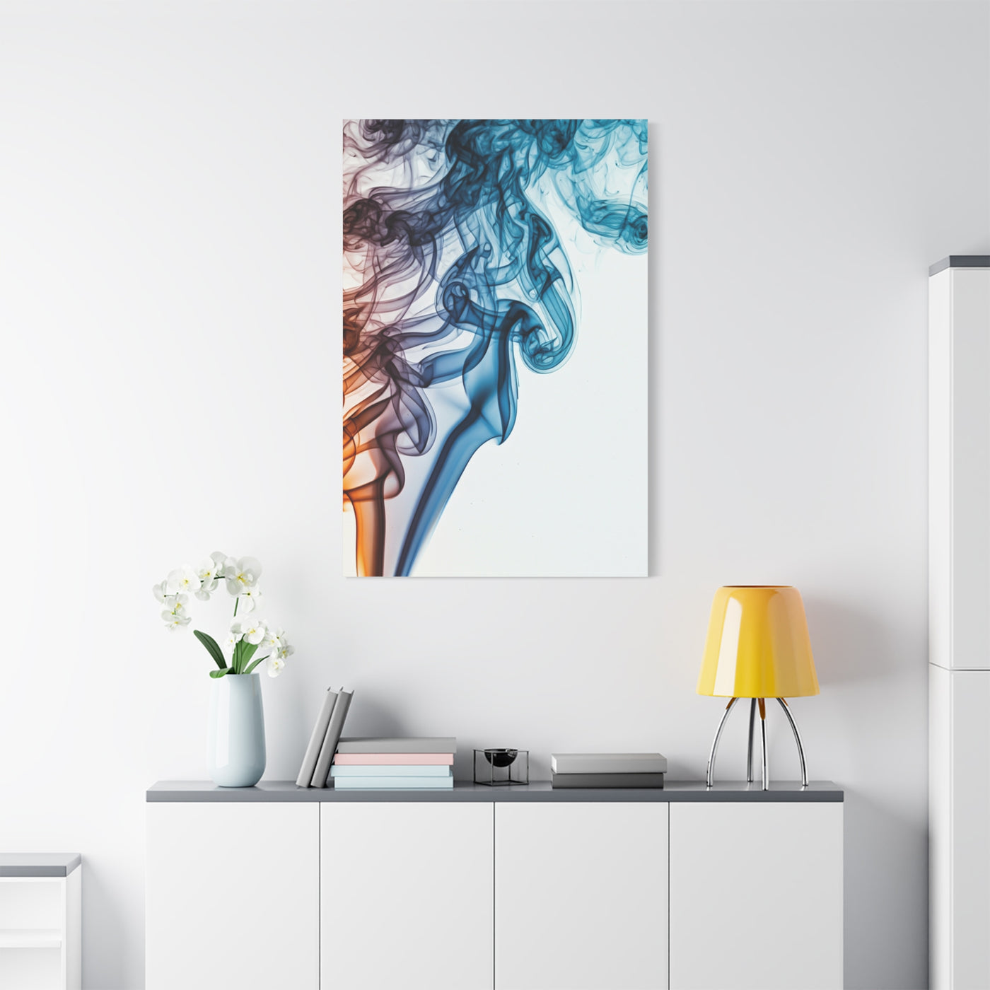 Blue and Amber Smoke Flow Abstract Wall Art & Canvas Prints