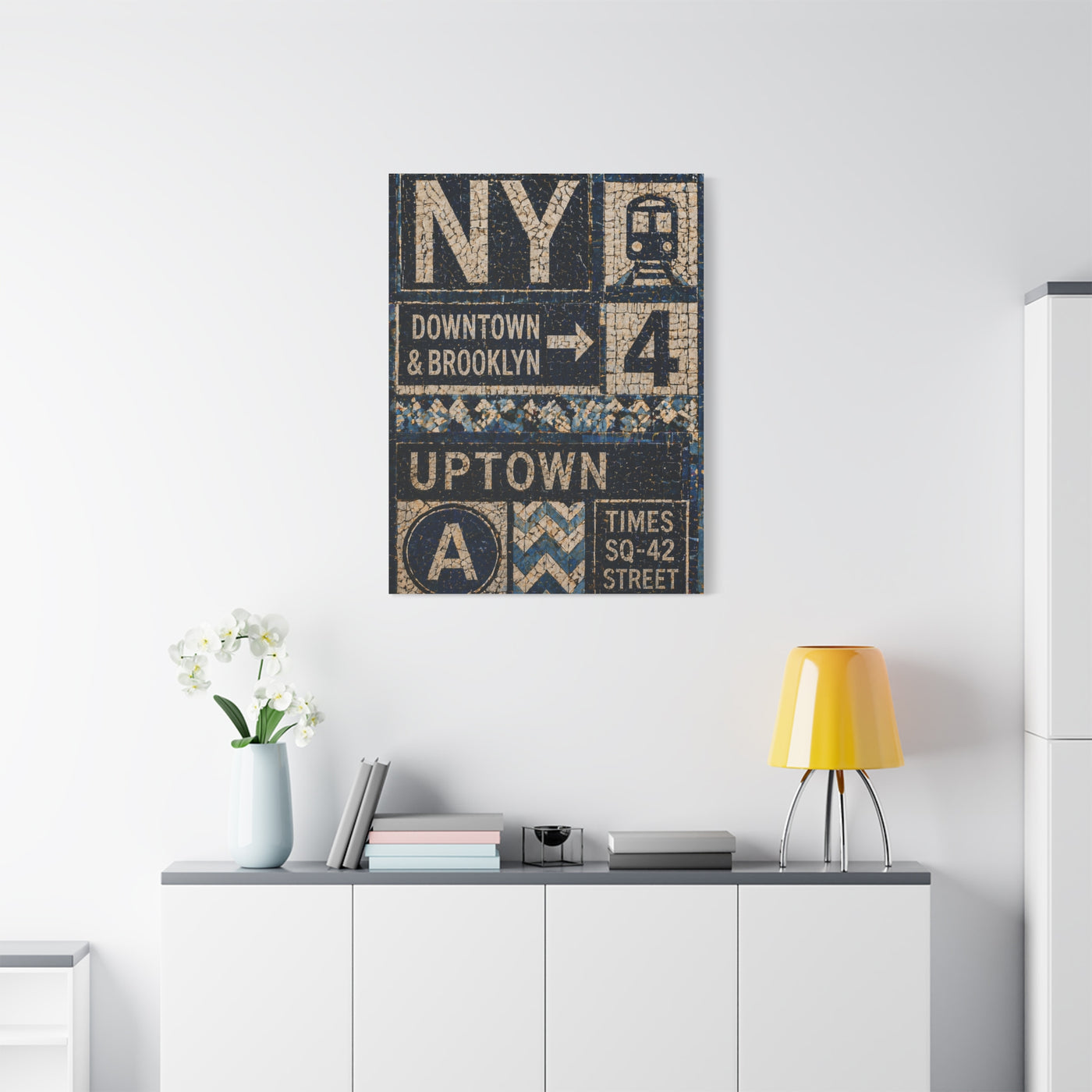 Subway Tile Mosaic Typography Wall Art & Canvas Print