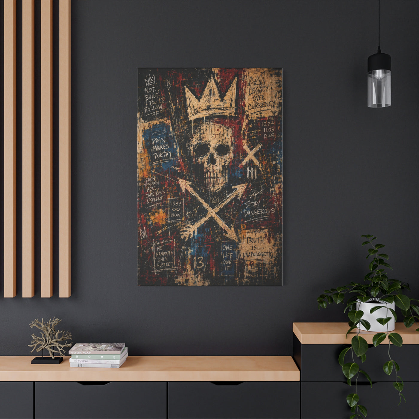 Crowned Skull Rebellion Street Wall Art & Canvas Print