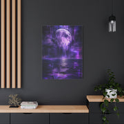 Surreal Violet Moon Glitchscape Wall Art & Canvas Print
