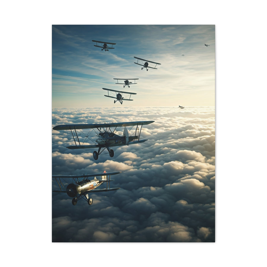 Vintage Biplane Squadron Flight Wall Art & Canvas Prints