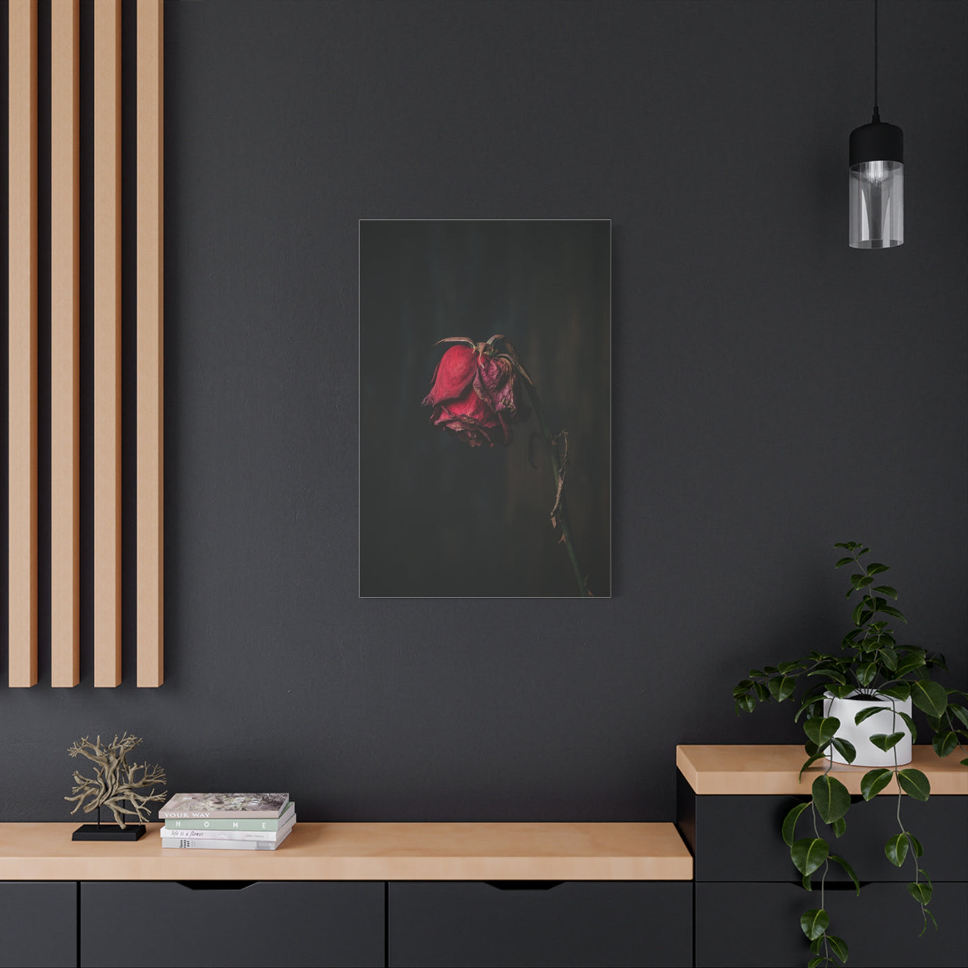 Withered Crimson Rose Still Life Wall Art & Canvas Print