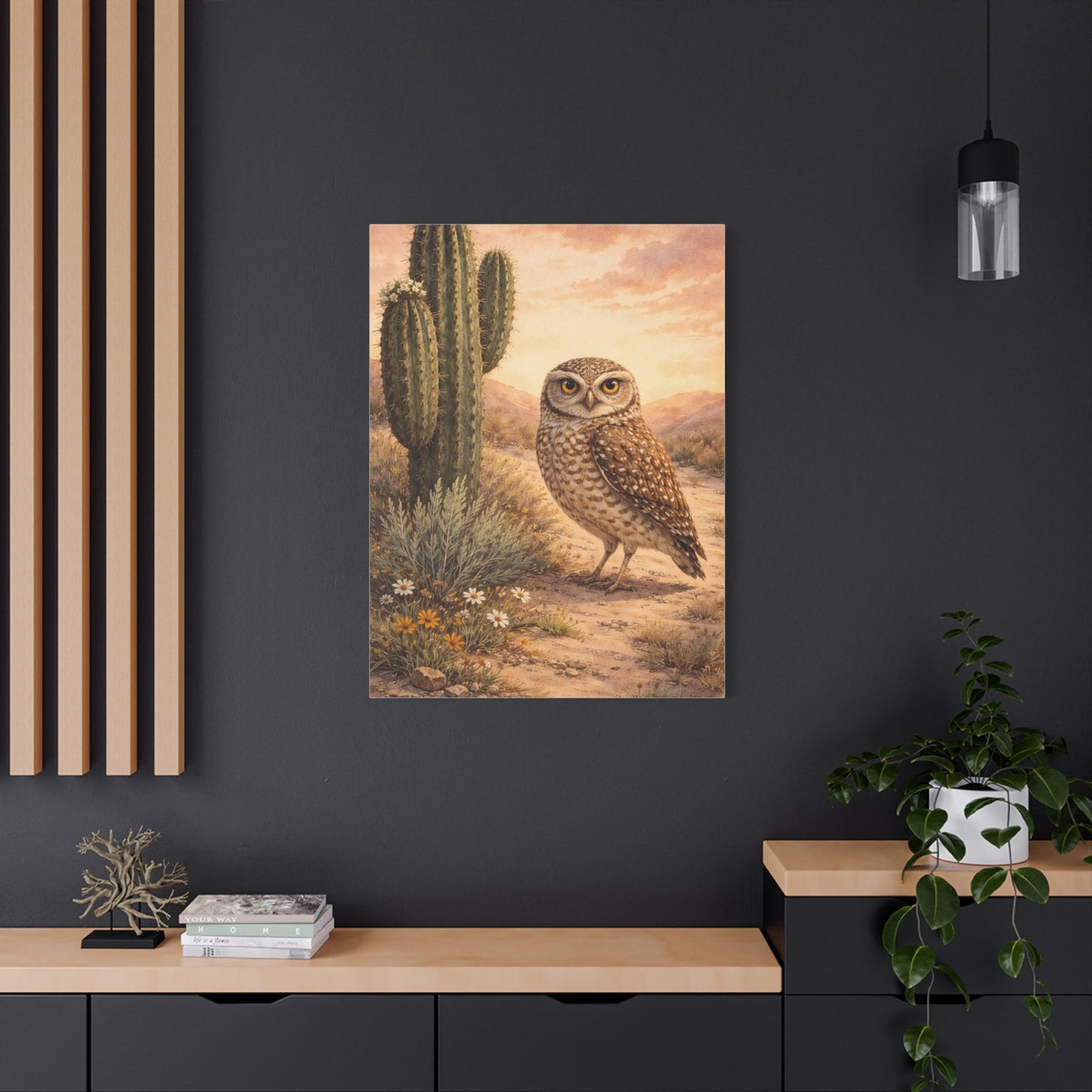 Desert Burrowing Owl Landscape Wall Art & Canvas Print