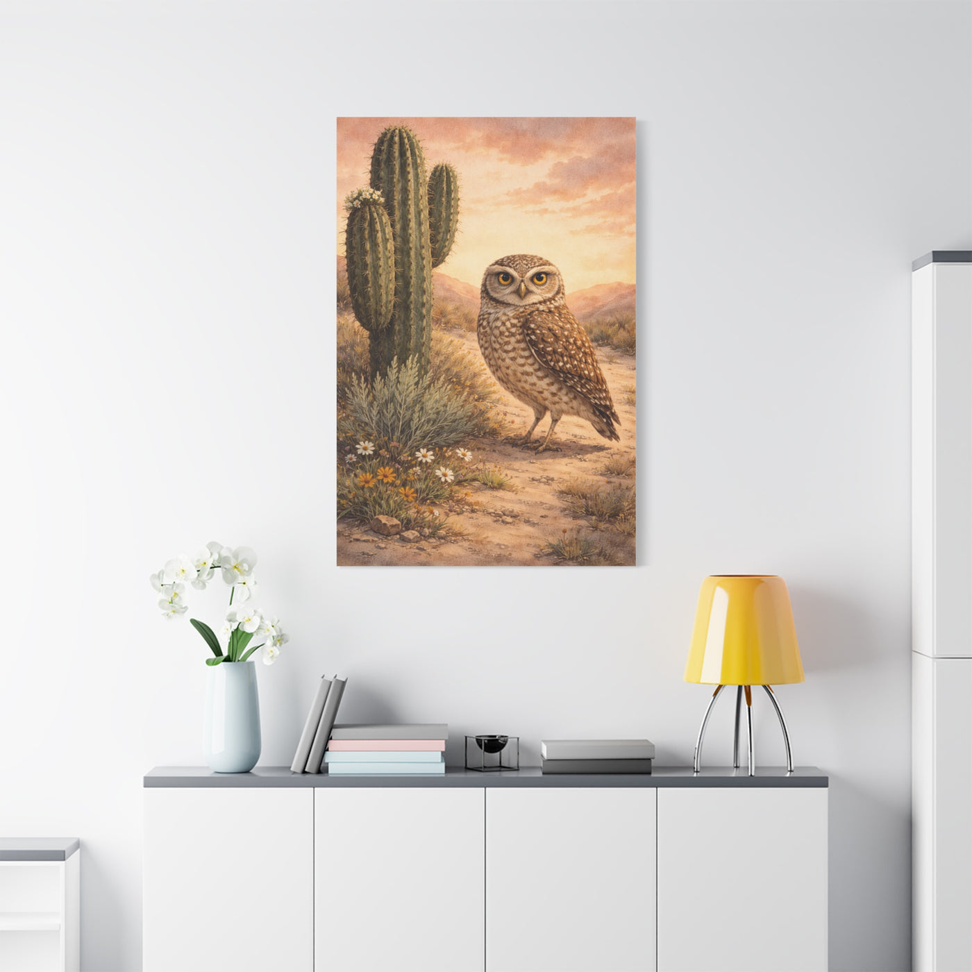Desert Burrowing Owl Landscape Wall Art & Canvas Print