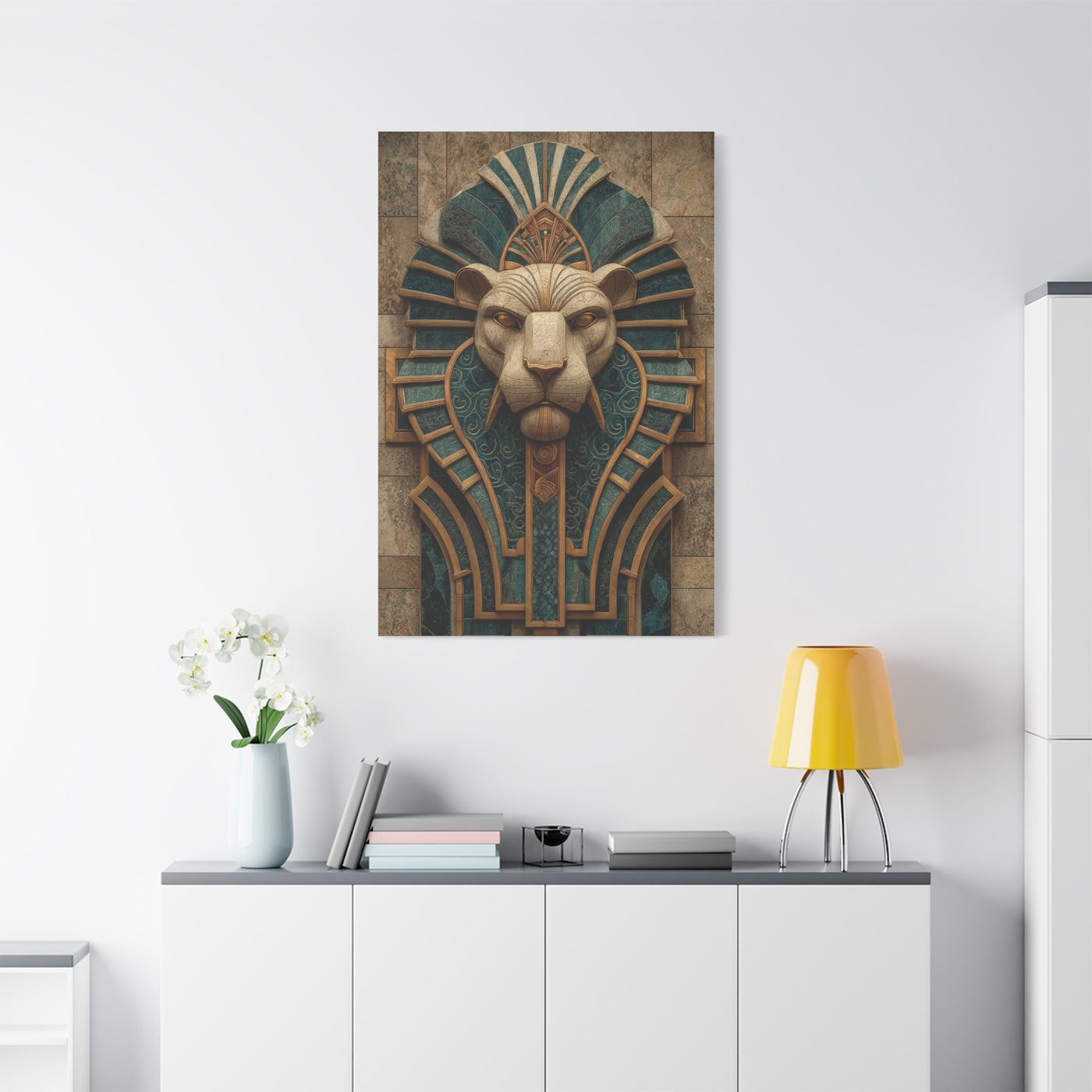 Art Deco Lion Architectural Relief Wall Art & Canvas Print