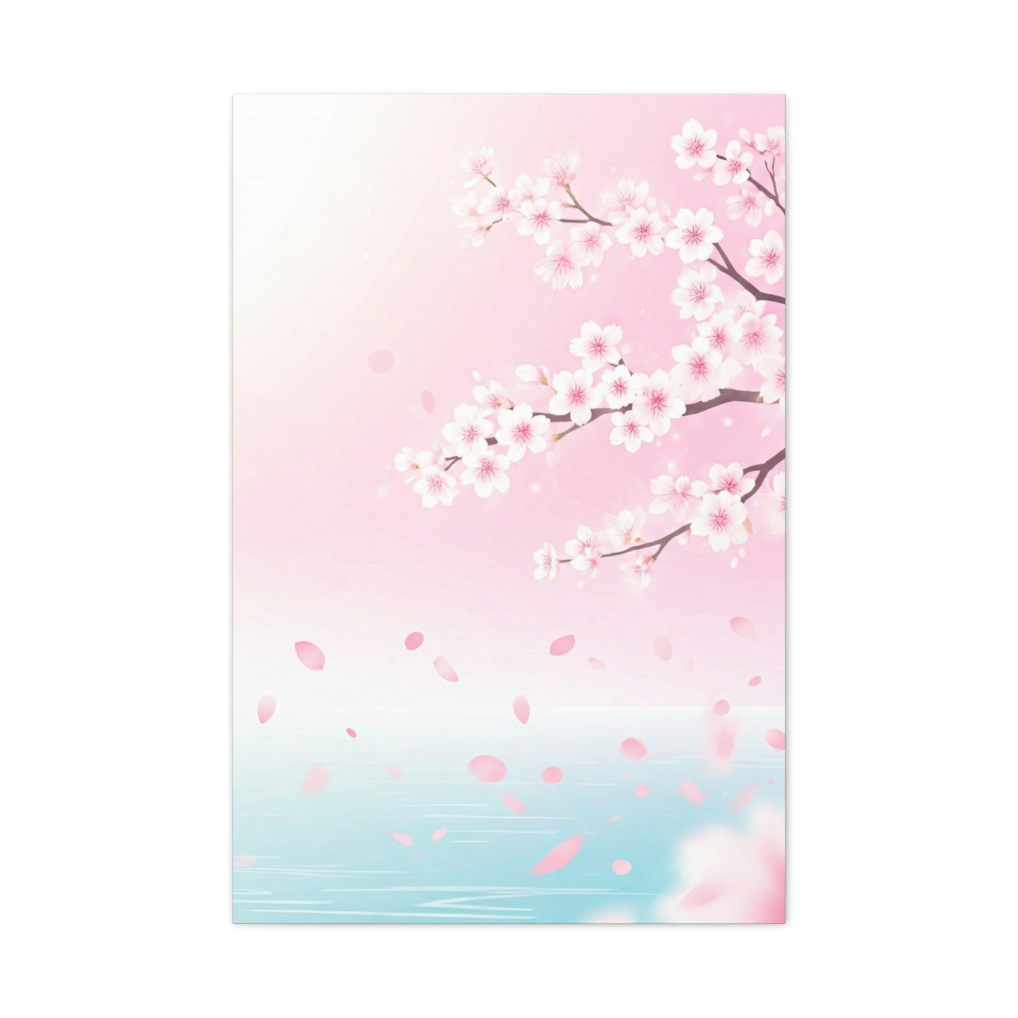 Minimal Sakura Petals Over Calm Water Wall Art & Canvas Prints