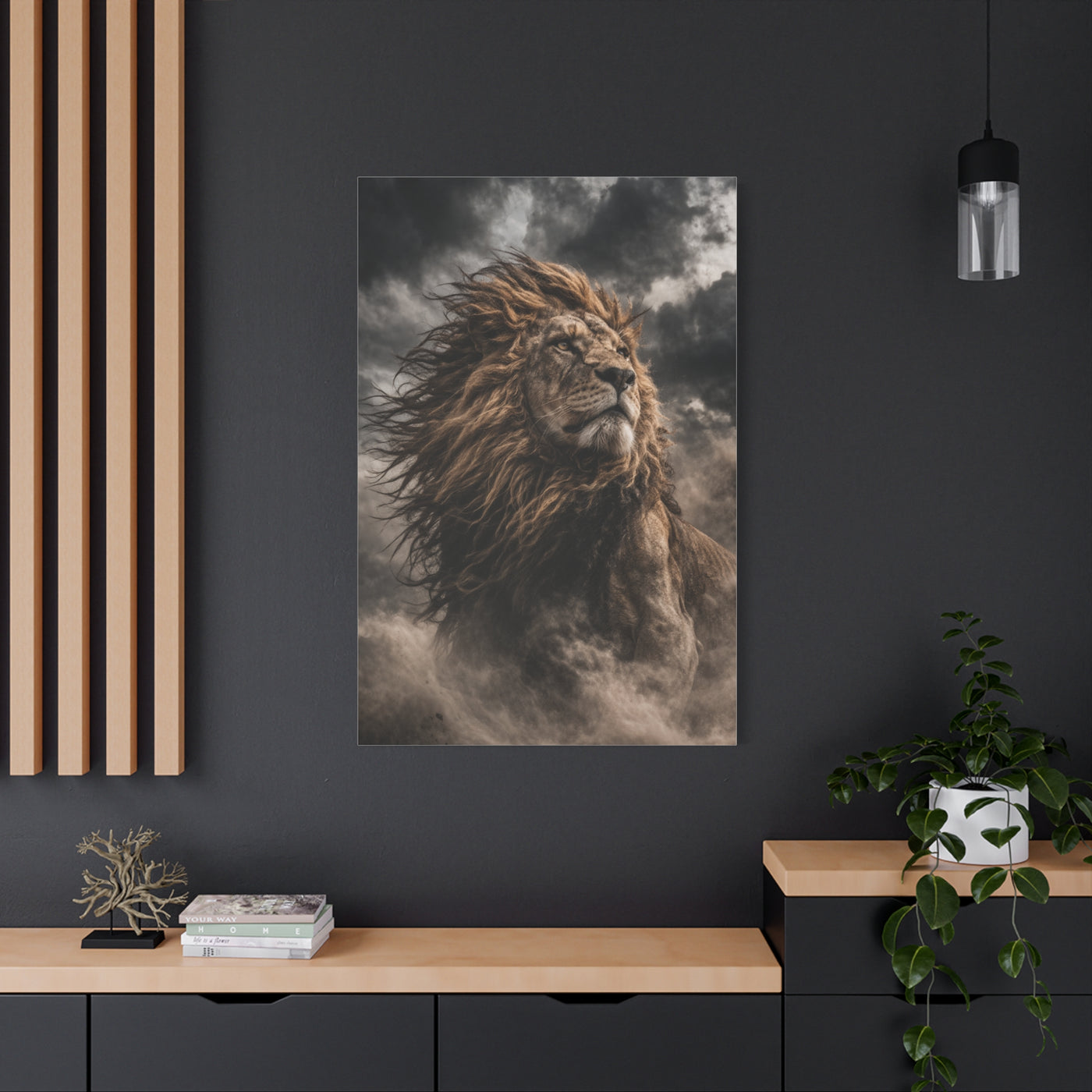 Storm King Lion Dramatic Portrait Wall Art & Canvas Print