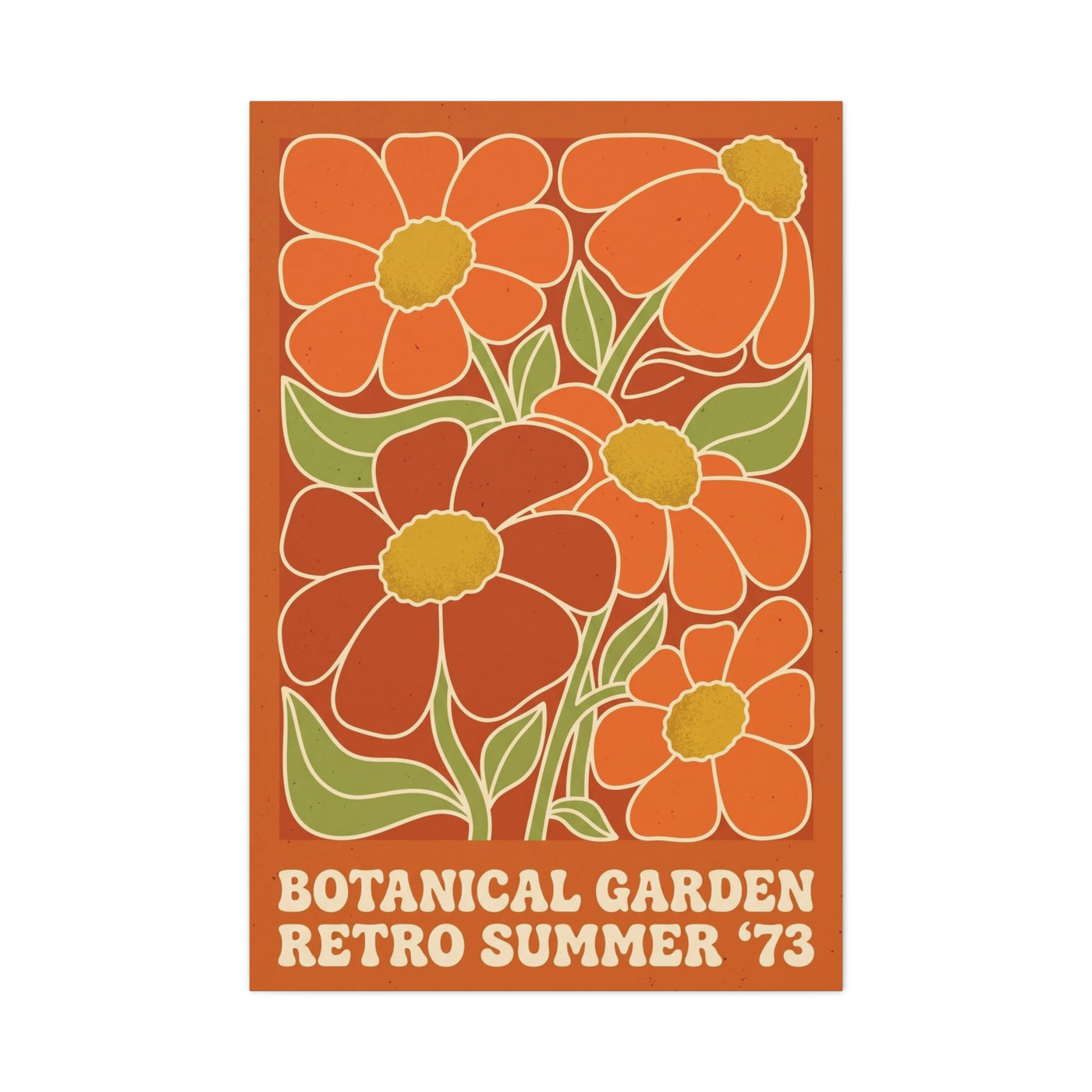 Retro Botanical Orange Flower Poster Wall Art & Canvas Print