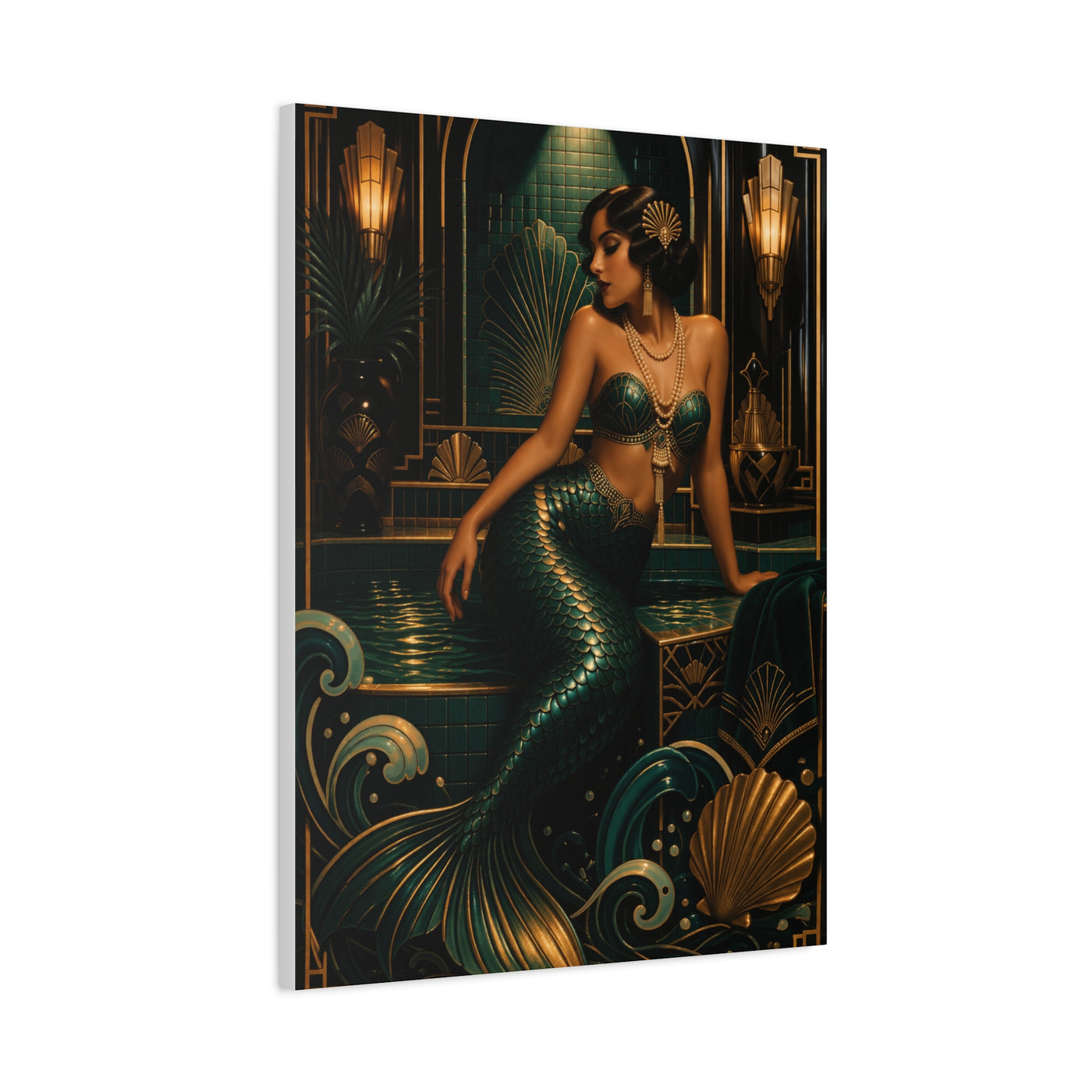 Art Deco Emerald Mermaid Luxe Wall Art & Canvas Print