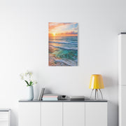 Golden Sunrise Ocean Horizon Scene Wall Art & Canvas Print