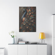 Sculptural Metal Peacock Relief Wall Art & Canvas Print