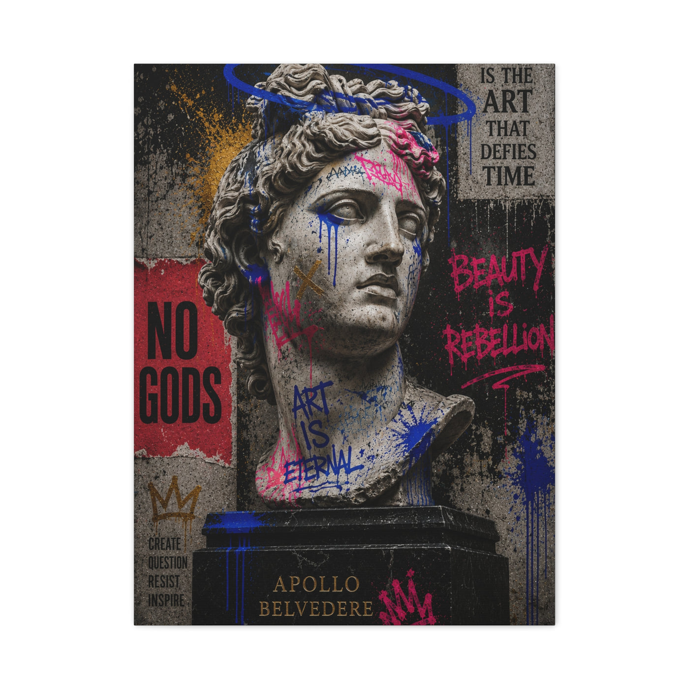 Graffiti Apollo Bust Rebellion Street Wall Art & Canvas Print