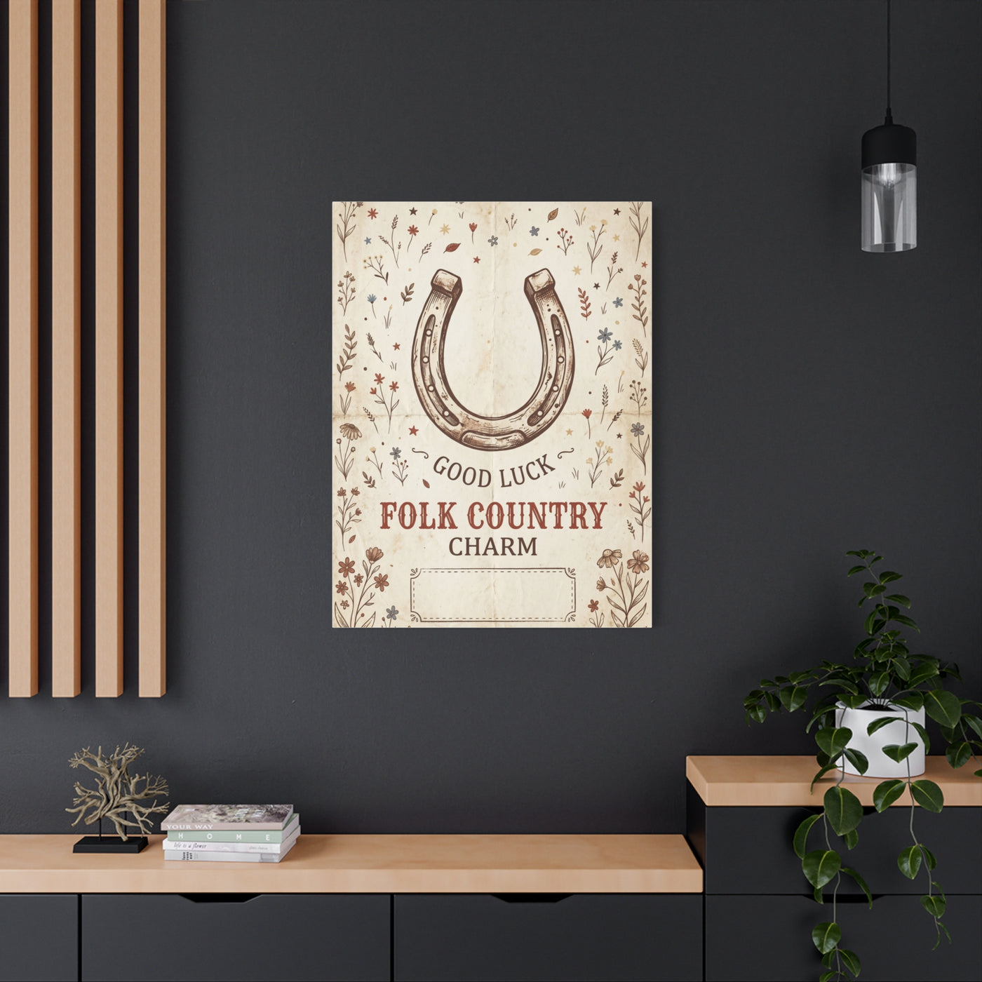 Rustic Horseshoe Folk Charm Poster Wall Art & Canvas Print
