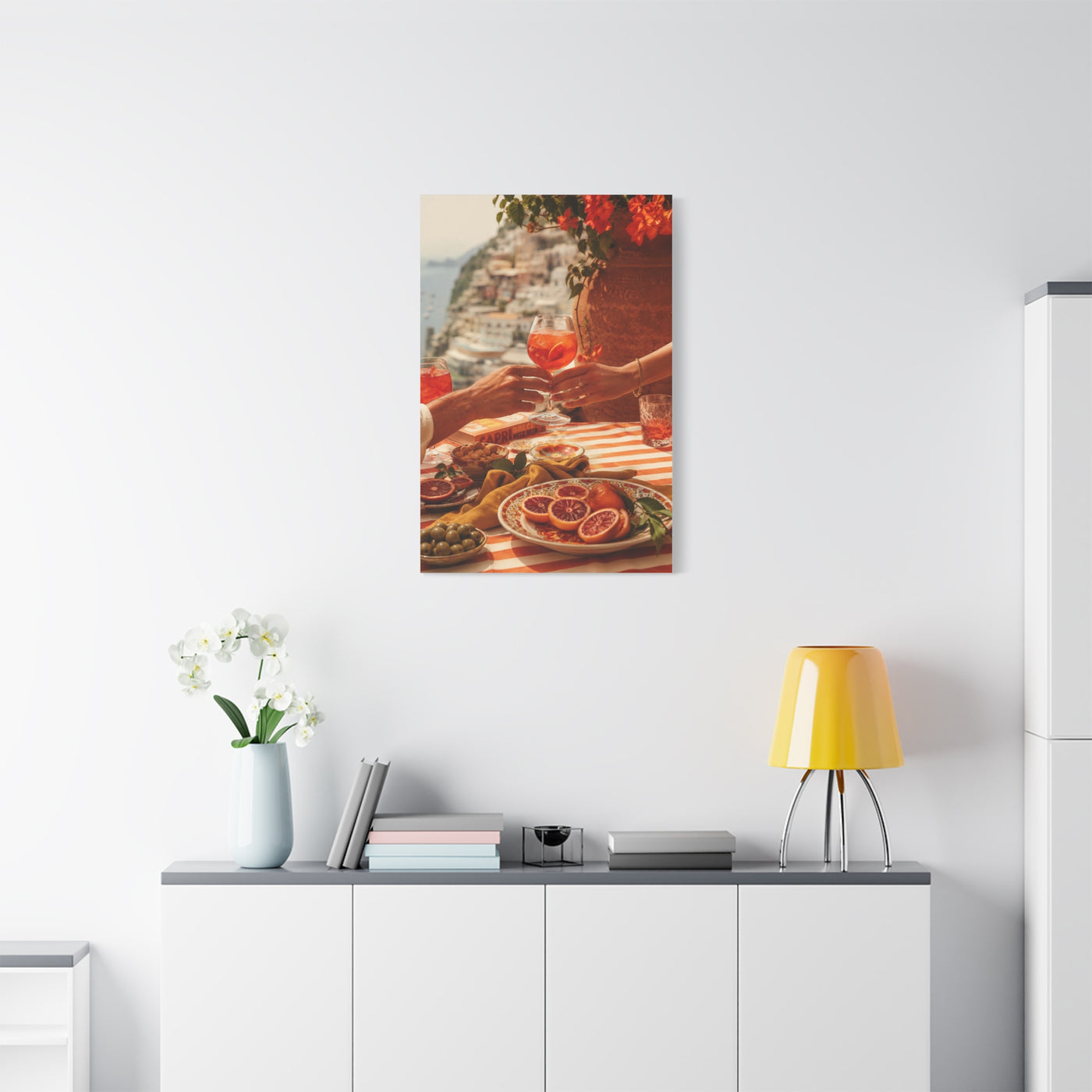 Mediterranean Aperitivo Romance Scene Wall Art & Canvas Print