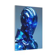 Futuristic Blue Chrome Figure Wall Art & Canvas Prints