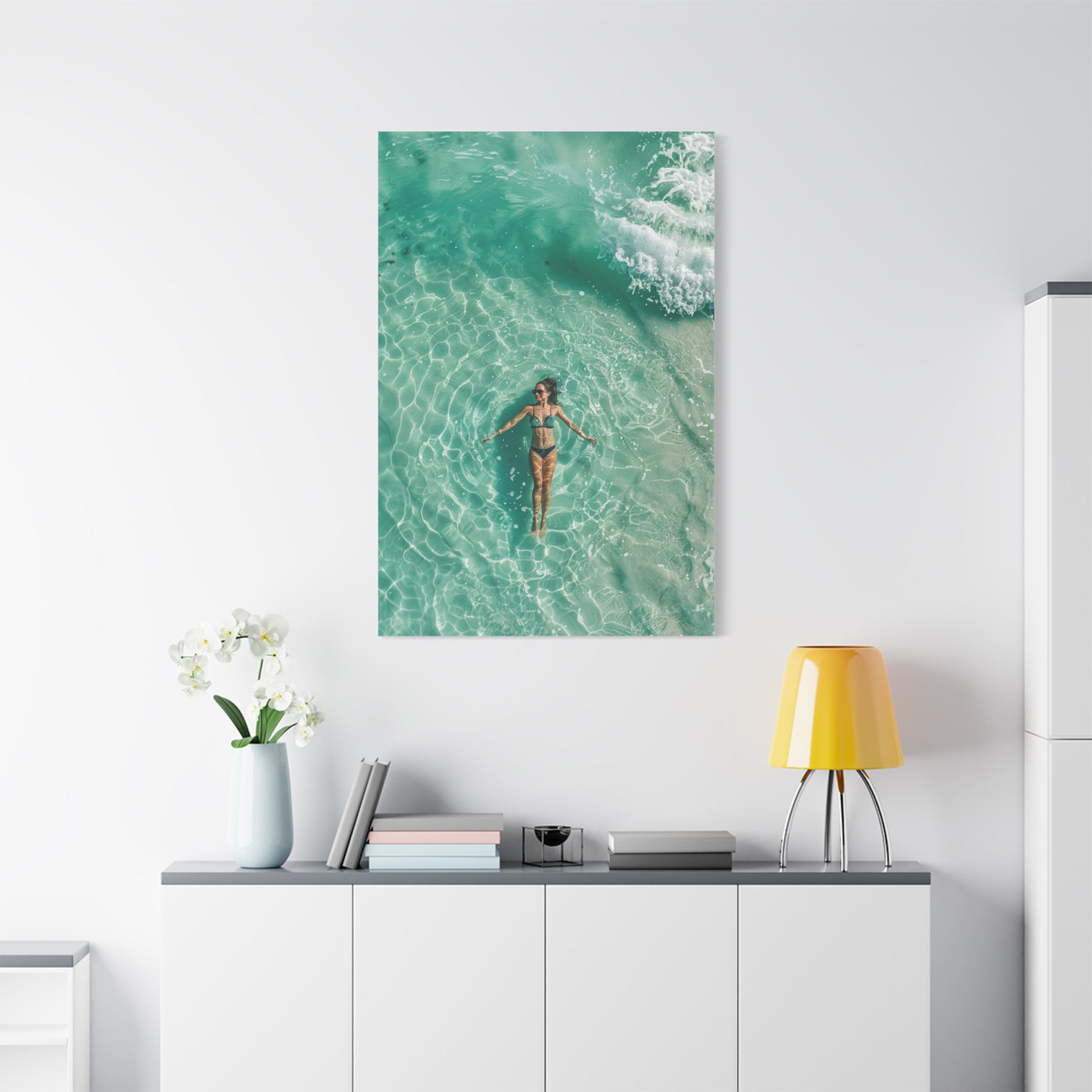 Aerial Ocean Serenity Woman Portrait Wall Art & Canvas Print