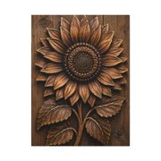 Carved Wooden Sunflower Relief Wall Art & Canvas Print