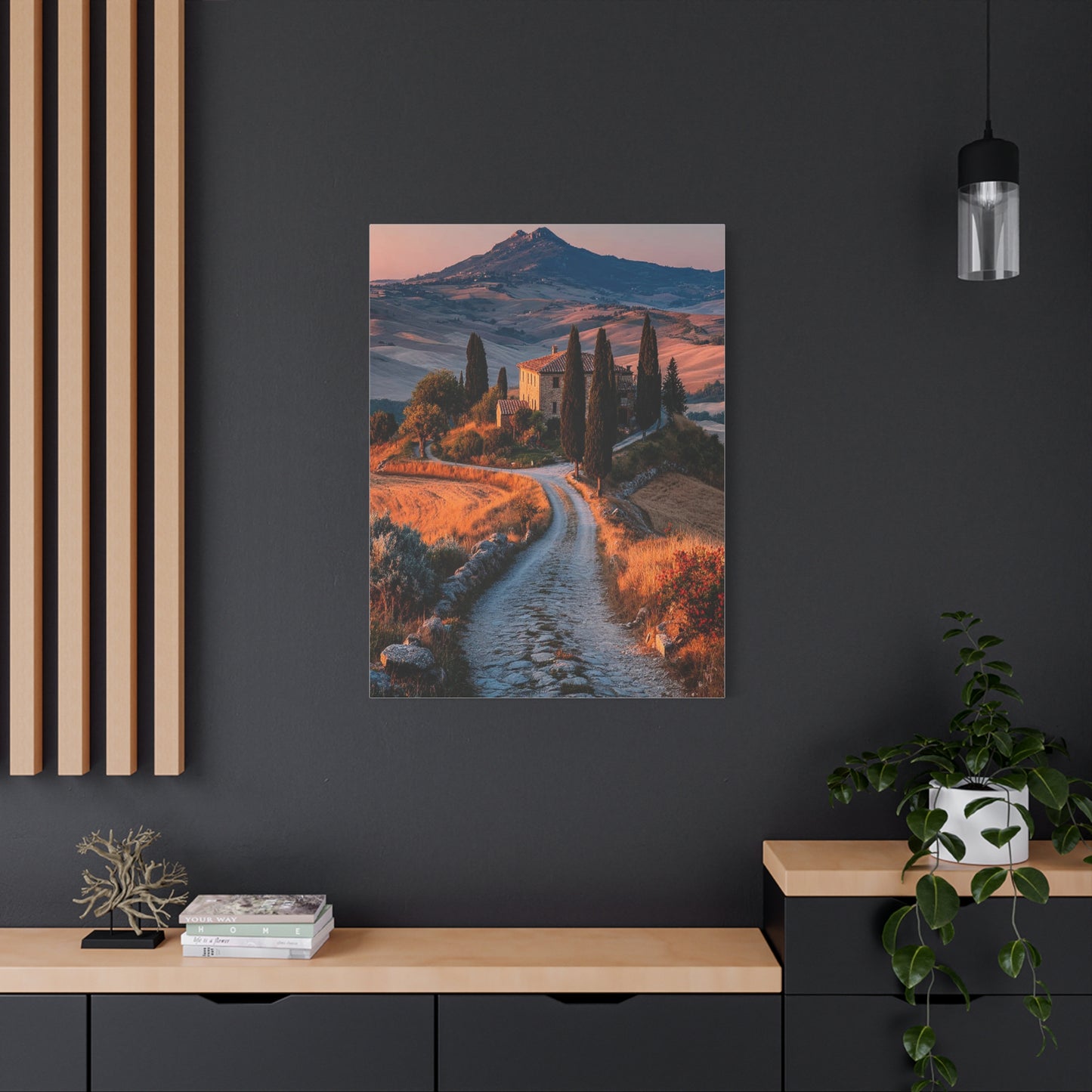 Tuscan Hilltop Villa Road Wall Art & Canvas Print