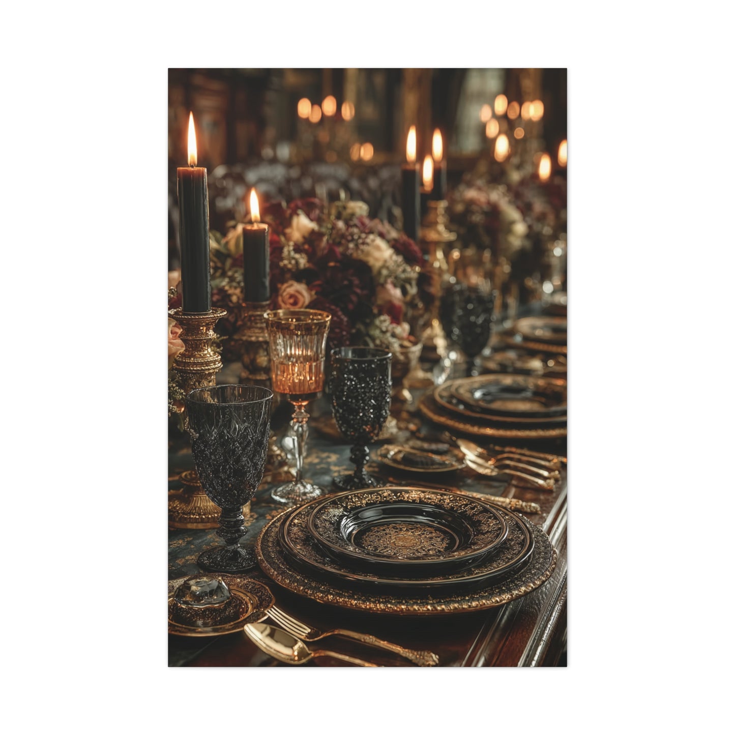 Candlelit Luxury Dinner Table Wall Art & Canvas Print