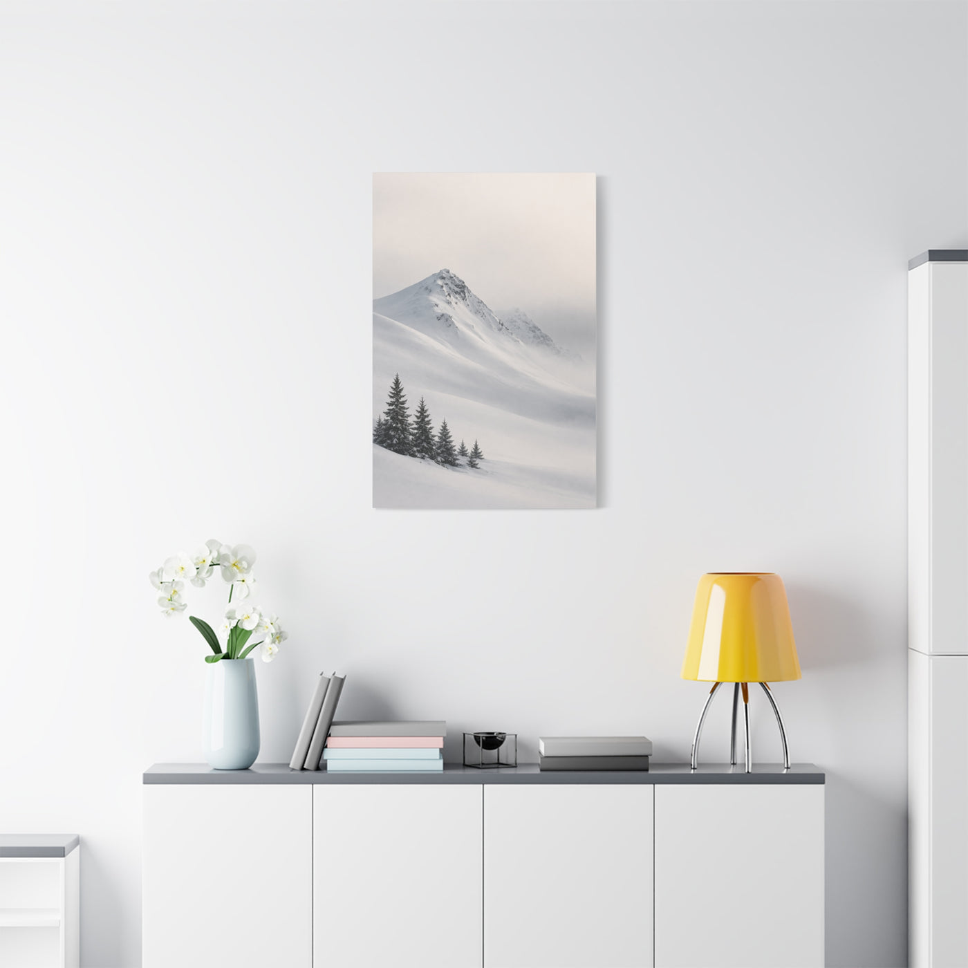 Snowy Mountain Ridge & Pines Wall Art & Canvas Print
