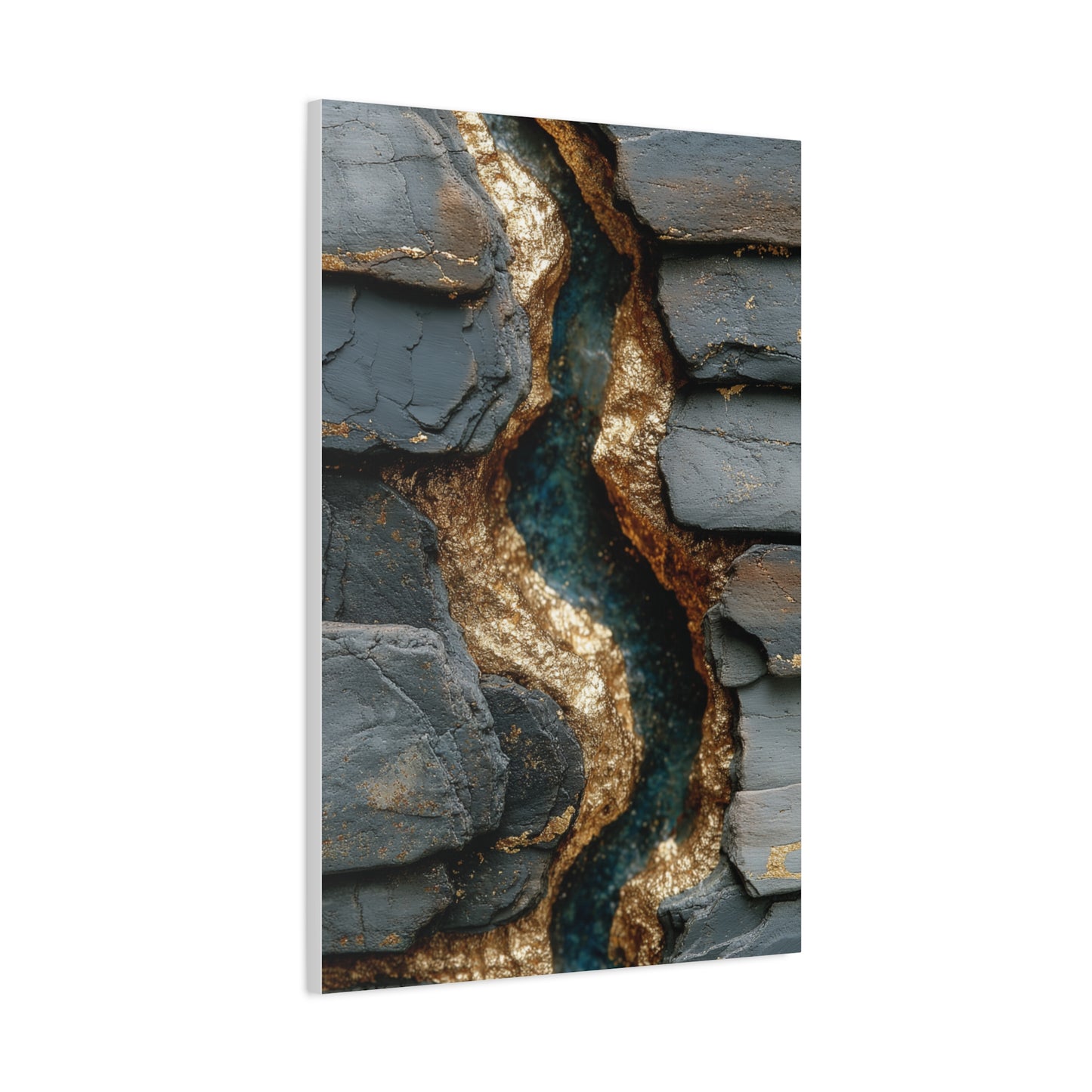 Black and Gold Abstract River Texture Wall Art & Canvas Print