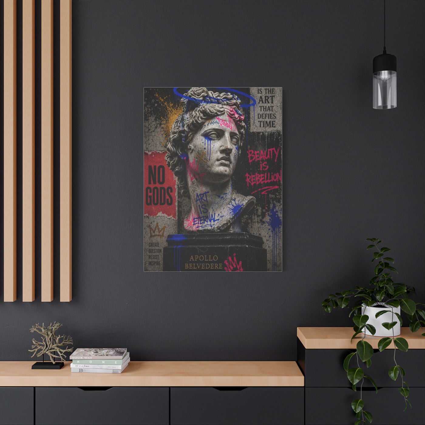 Graffiti Apollo Bust Rebellion Street Wall Art & Canvas Print