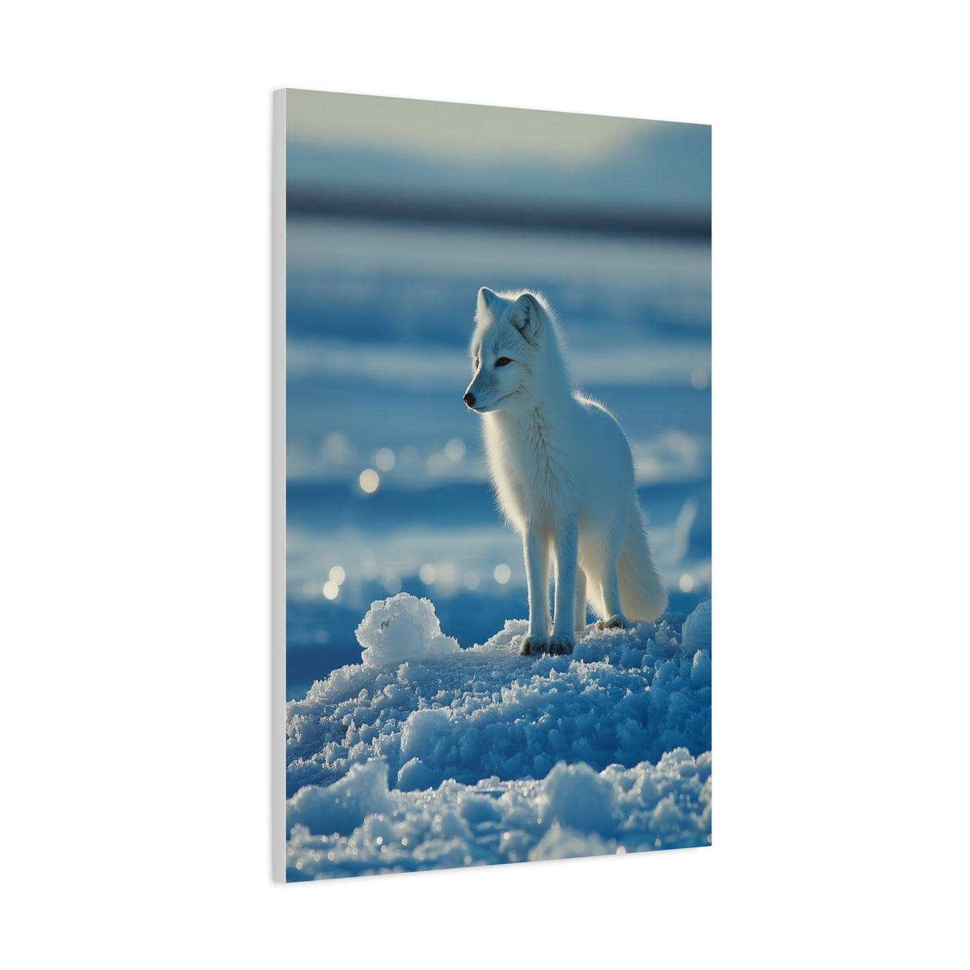 Arctic Fox Snow Minimal Portrait Wall Art & Canvas Print