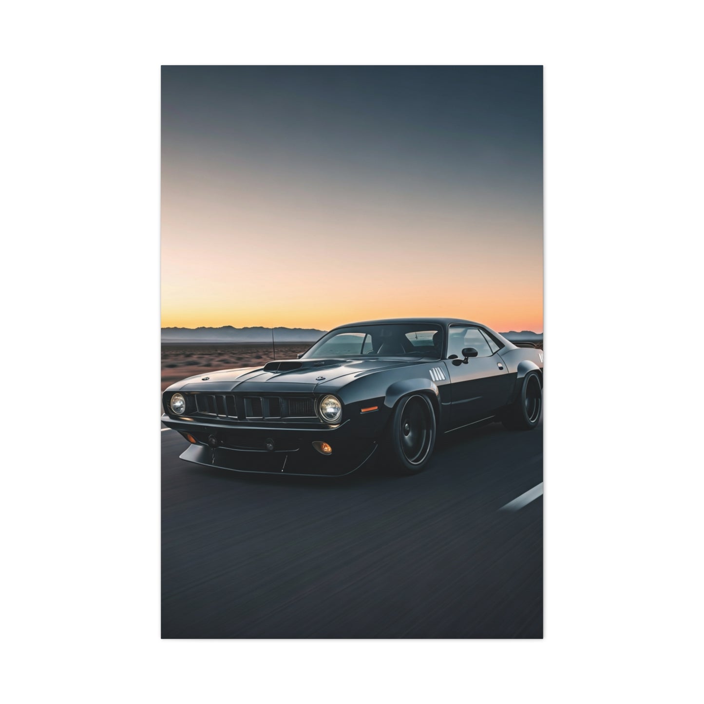1970 Plymouth ’Cuda Shaker Hood Desert Charge Wall Art & Canvas Prints