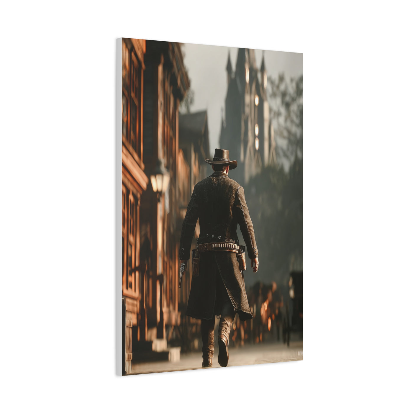 Gunslinger Walking the Frontier Street Wall Art & Canvas Print