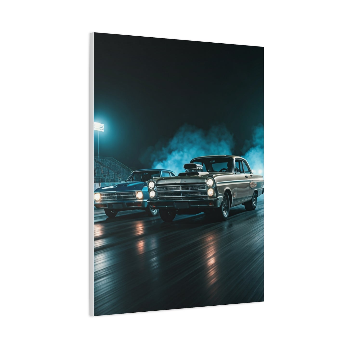 1967 Dodge Coronet Super Stock vs Chevrolet Biscayne 409 Drag Duel Wall Art & Canvas Prints