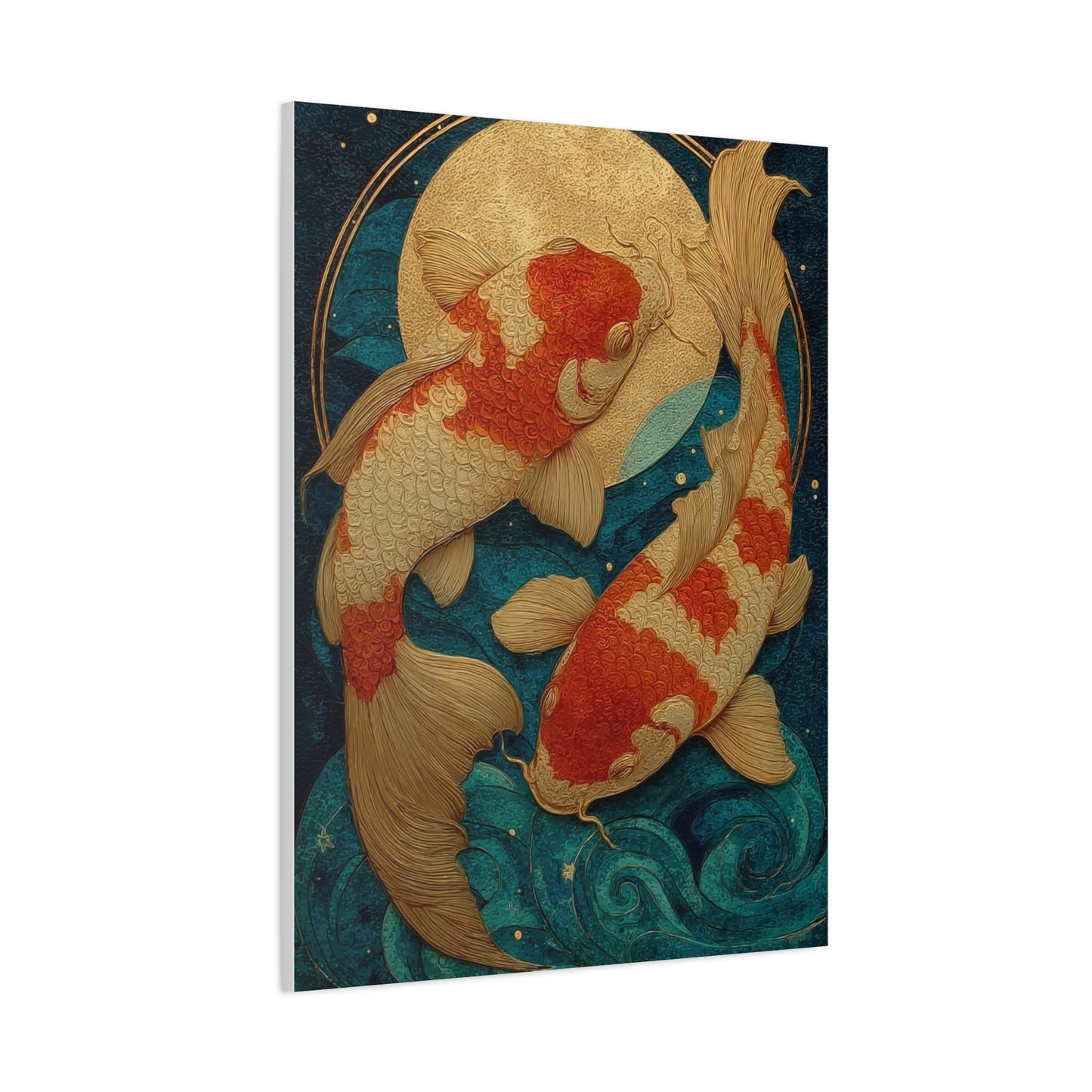 Koi Fish Gold Moon Wall Art & Canvas Print