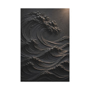Matte Black Sculptural Ocean Motion Wall Art & Canvas Print