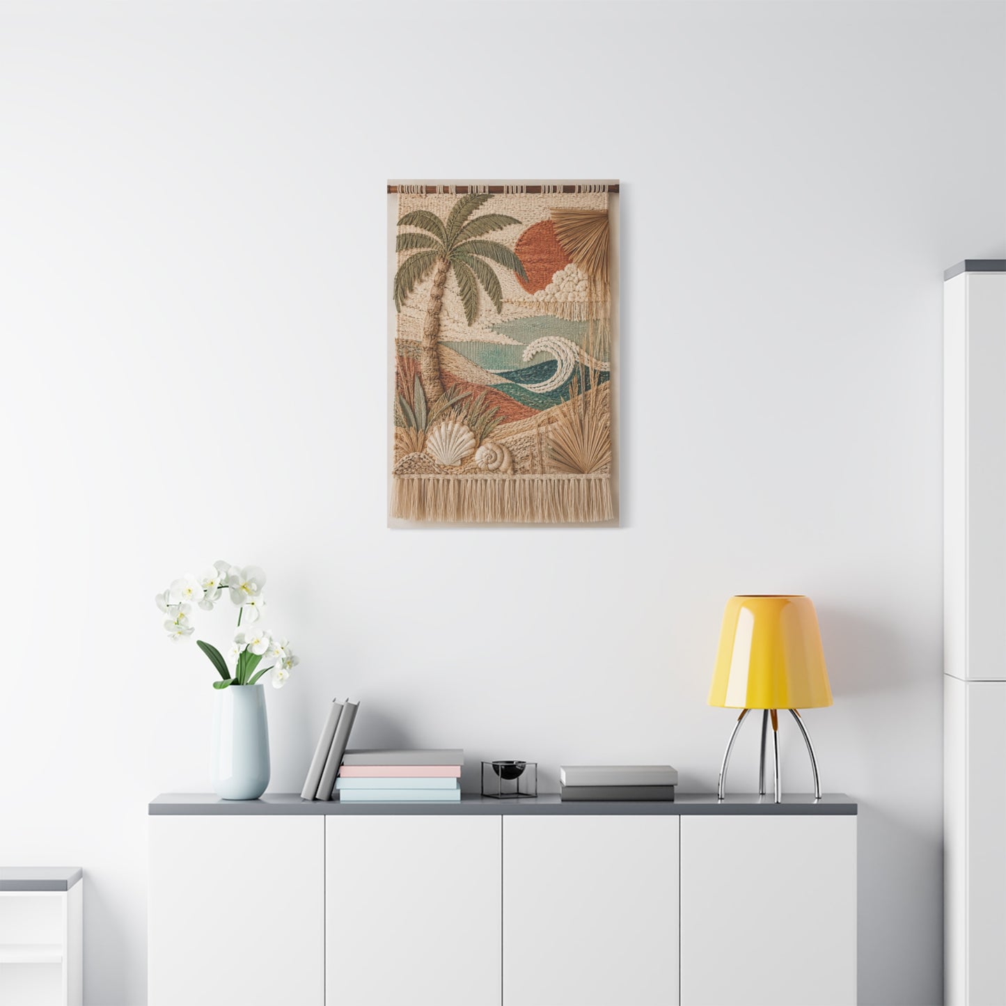 Bohemian Coastal Woven Tapestry Tropical Wall Art & Canvas Print