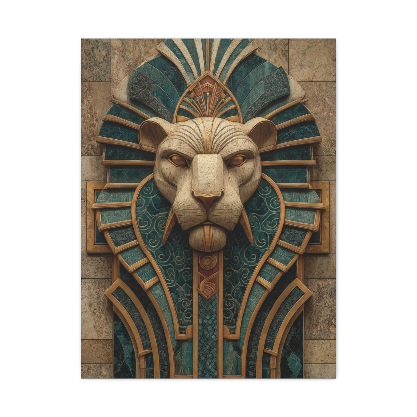 Art Deco Lion Architectural Relief Wall Art & Canvas Print