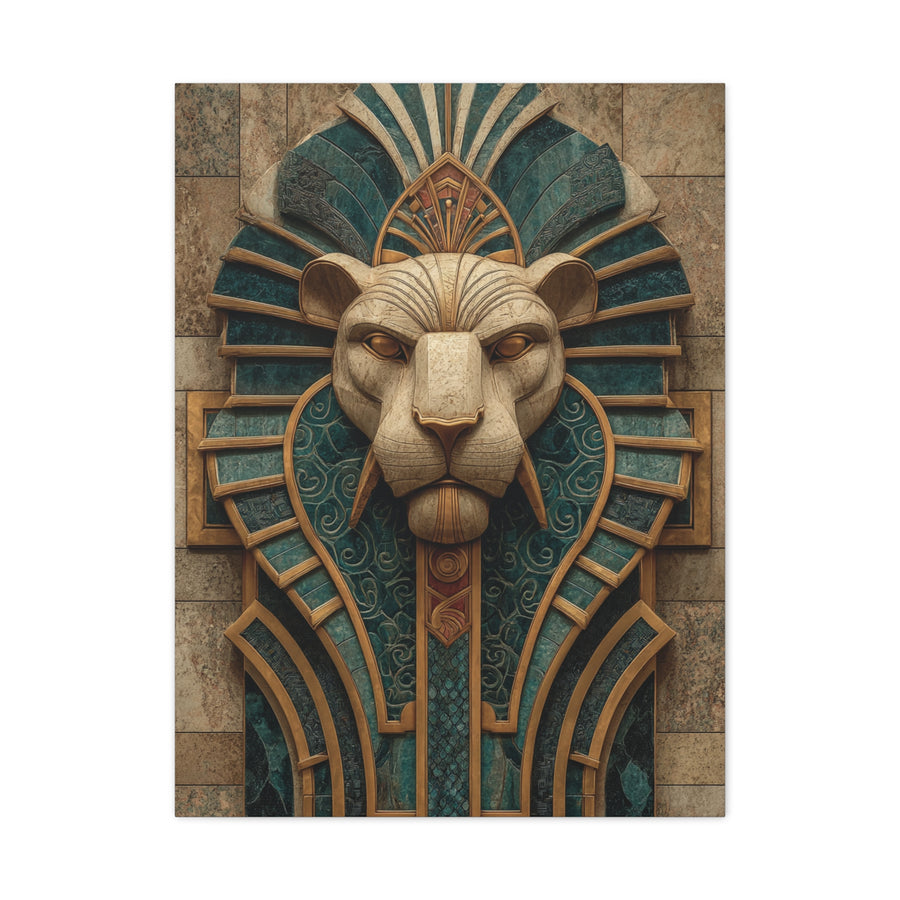 Art Deco Lion Architectural Relief Wall Art & Canvas Print